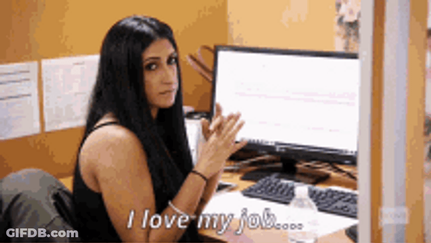 Lady Almost Giving Up I Love My Job Sarcastic GIF