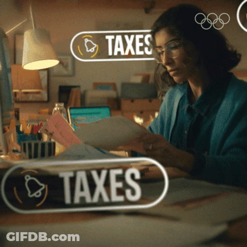 Lady Counting Taxes GIF