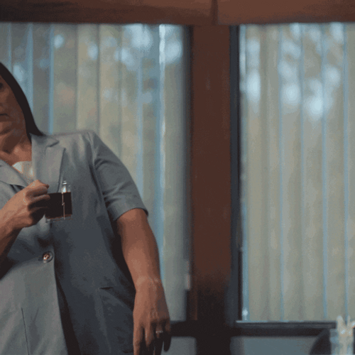 Lady Dizzy Swirl With Mug Of Coffee GIF