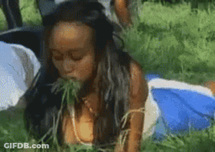 Lady Eating Grass Meme GIF