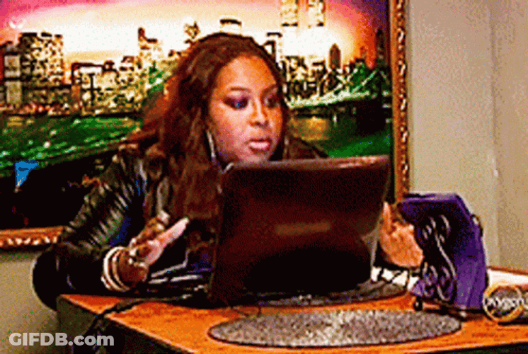 Lady Employee Throwing Computer GIF