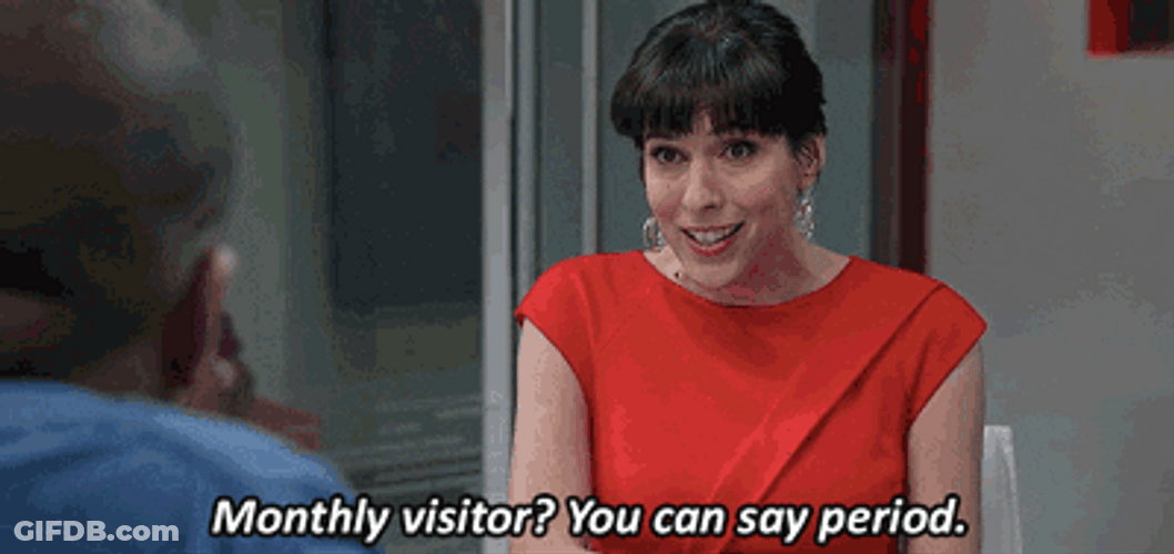 Lady Explaining Period And Monthly Visitor GIF