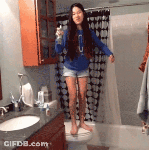 Lady Falling Down Inside The Bathroom GIF
