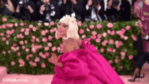 Lady Gaga In Pink Dress GIF