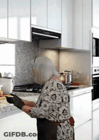 Lady Going Back And Forth From Cooking Show Meme GIF