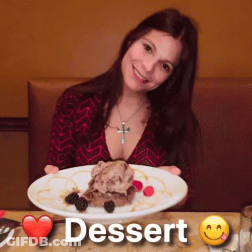 Lady Holding Plate Of Dessert GIF