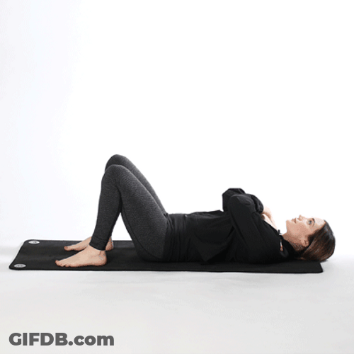 Lady In Black Doing Crunches Exercise GIF