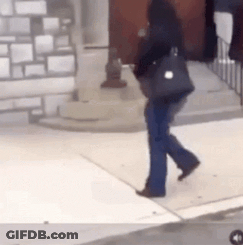 Lady In Black Jacket Falling Down GIF