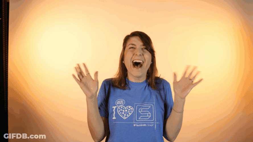 Lady In Blue Shirt Hollering GIF