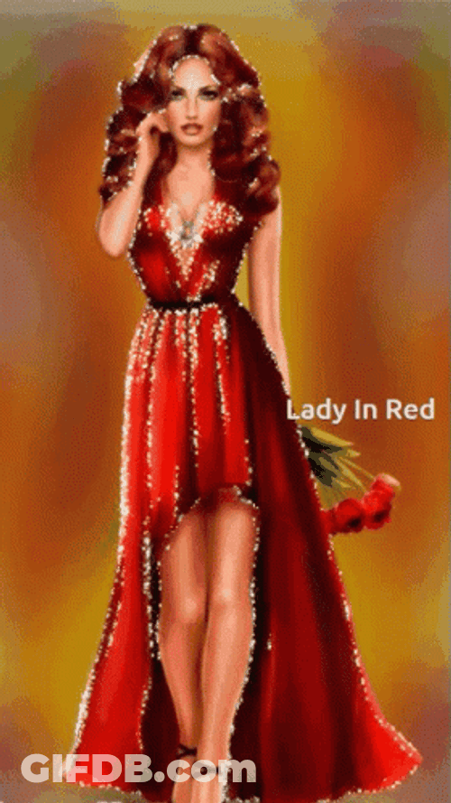 Lady In Red Glitters GIF