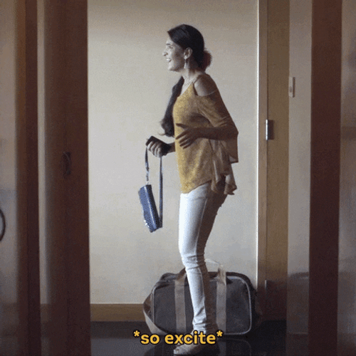 Lady Jumping So Excited GIF