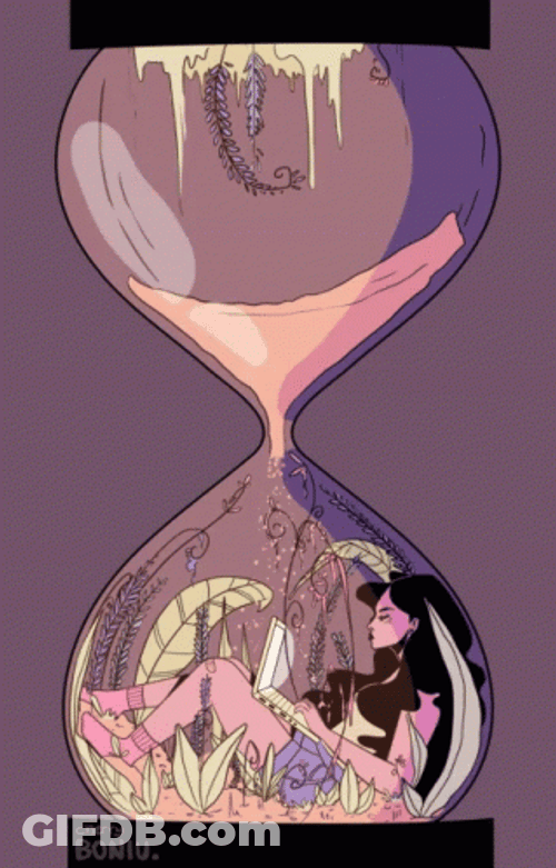 Lady Lying Inside Hourglass GIF