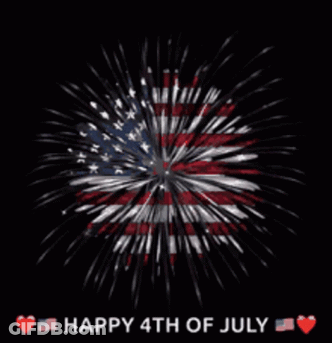 Lady McQueen Poster With American Flags And Fireworks GIF