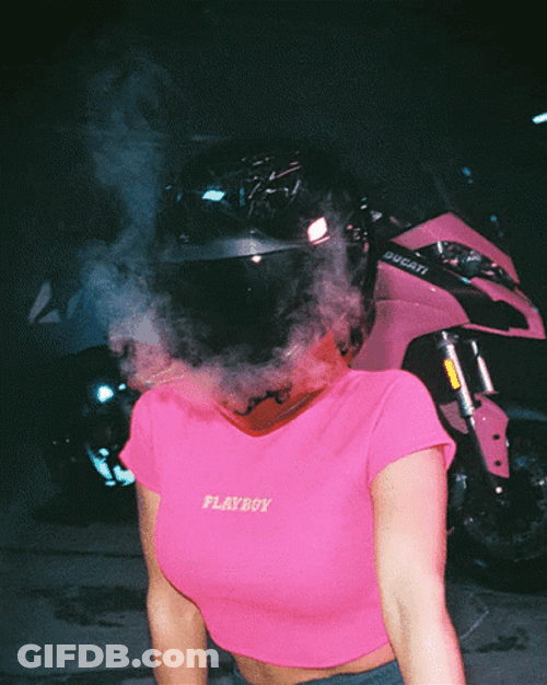 Lady Rider In Pink Animated Smoke GIF