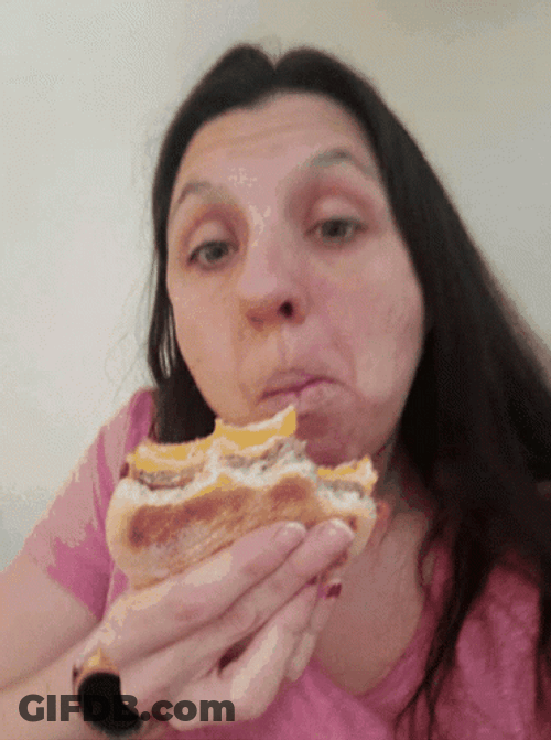 Lady's Big Sandwich Bite GIF
