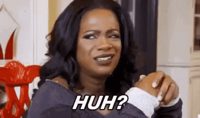 Lady Saying Huh GIF