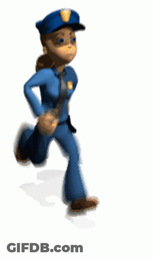 Lady Security Guard Running GIF