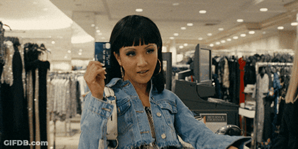Lady Showing Off Her Card Cha Ching GIF