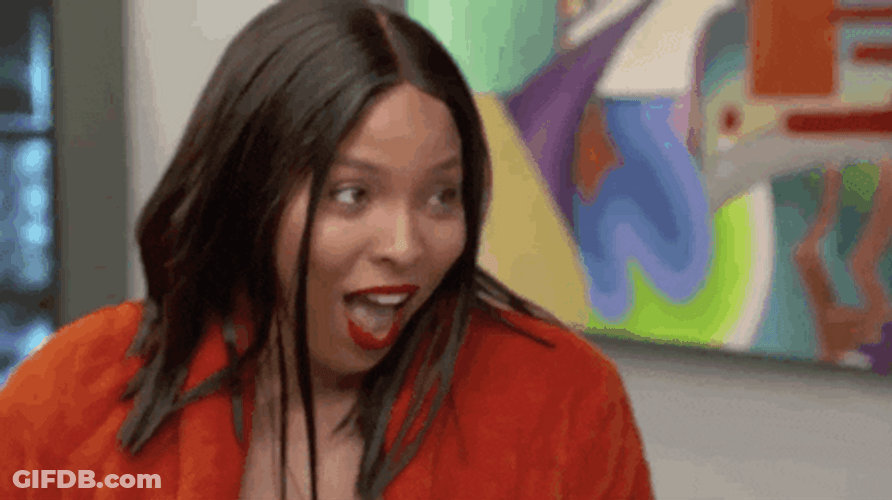 Lady Smiling Jaw Drop GIF