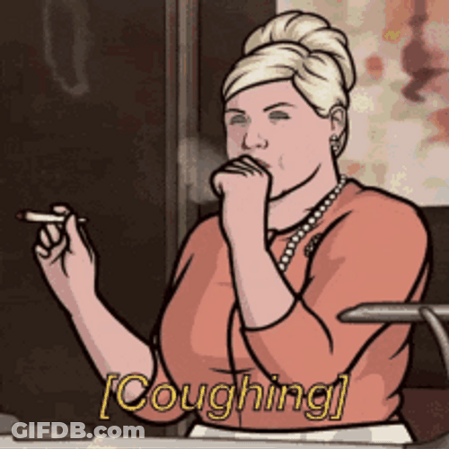 Lady Smoking And Coughing Animation GIF