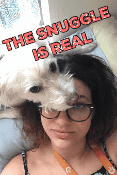 Lady Snuggles Dog GIF