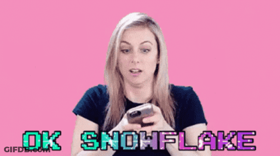 Lady Texting A Snowflake GIF