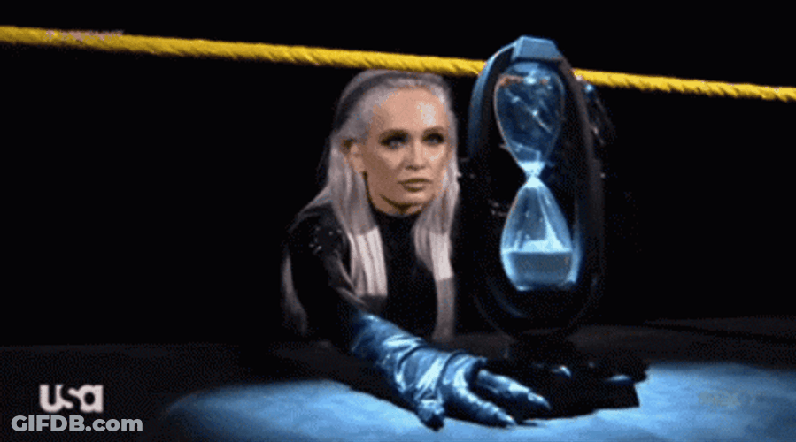 Lady Turning Sandclock Hourglass GIF