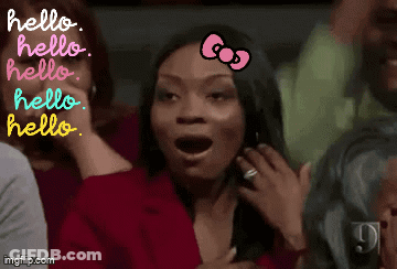 Lady With Hello Kitty Sticker On Hair GIF