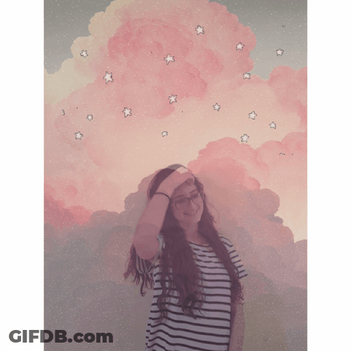 Lady With Twinkling Stars Background GIF