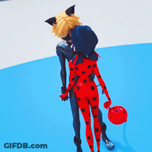 Ladybug And Cat Noir Are Standing Next To Each Other GIF