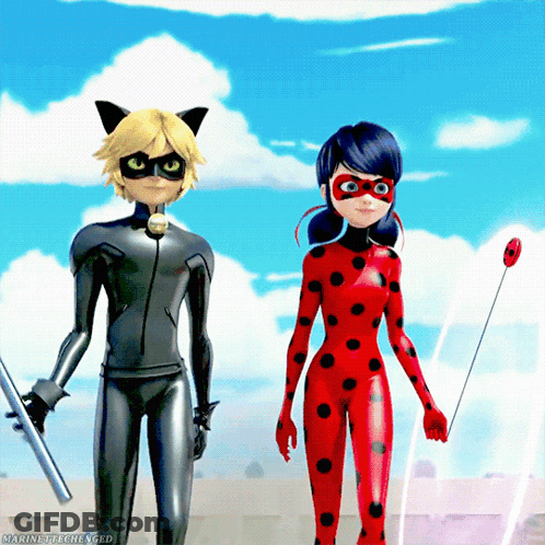 Ladybug And Cat Noir From Miraculous Ladybug GIF