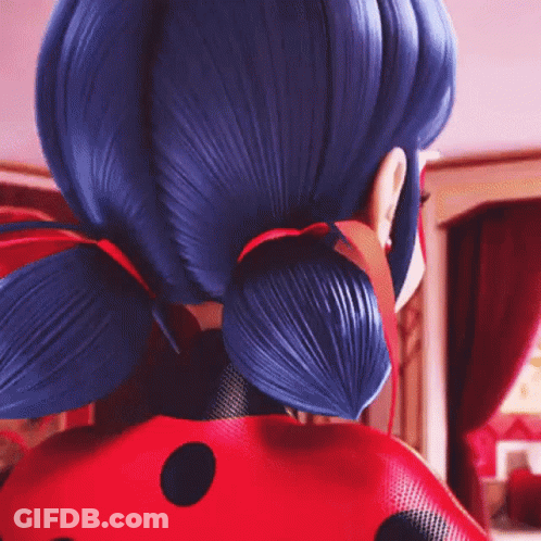 Ladybug Blue Hair Red Jacket Black Polka Dots GIF