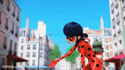 Ladybug Cartoon Running Down Street GIF