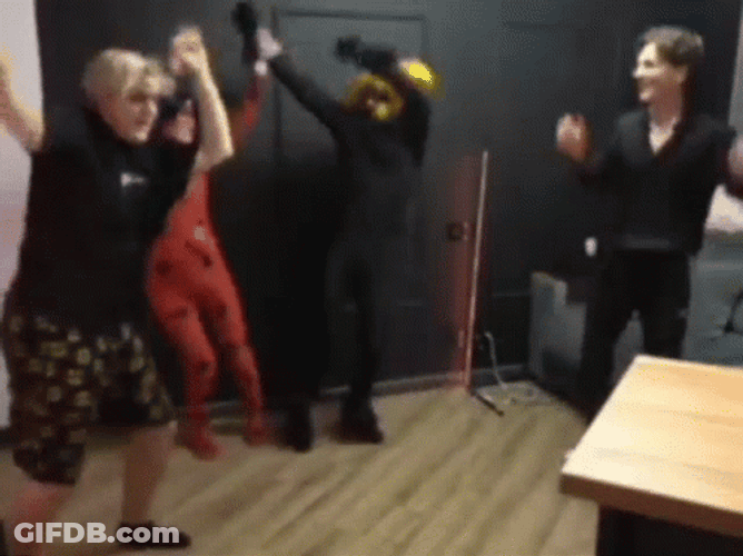 Ladybug Cosplayer Dancing With Friends GIF