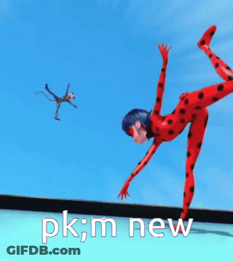 Ladybug Doing Handstand With Cat Noir Flying GIF