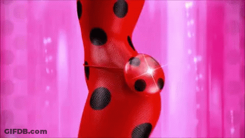 Ladybug On Pink With Red Ball GIF