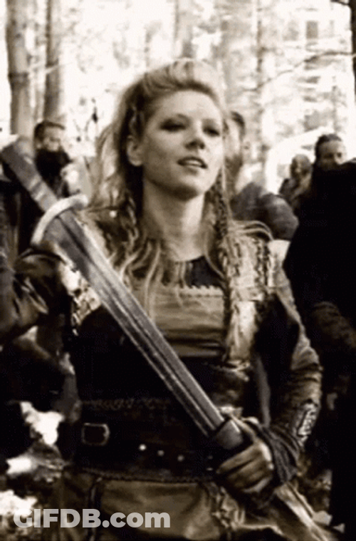 Lagertha Inserts Viking Sword GIF