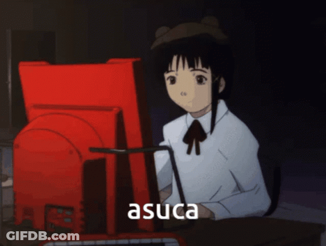Lain Anime Using Computer Keyword GIF