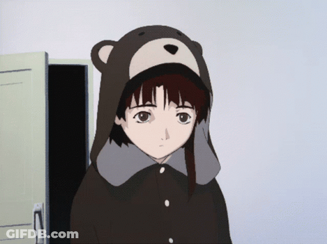 Lain Iwakura Anime Hood Off GIF