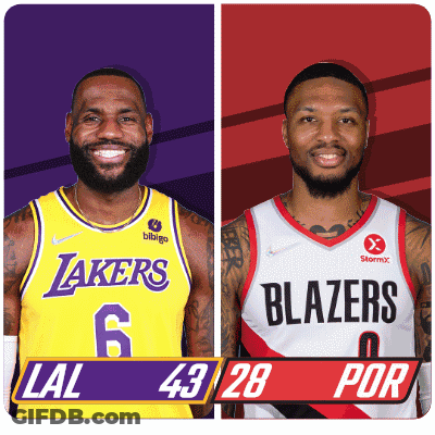 Lakers And Blazers Basketball Players GIF