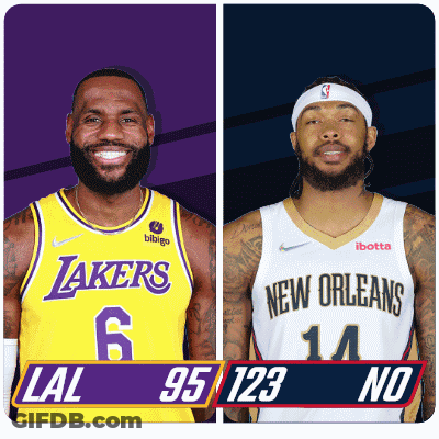 Lakers Player And New Orleans Player Standing GIF