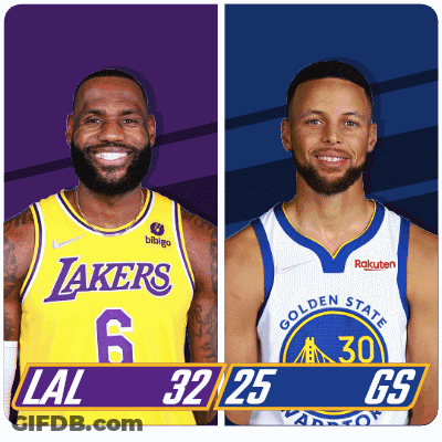 Lakers Player And Warriors Player Standing GIF