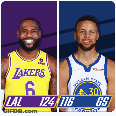 Lakers Player And Warriors Player Standing GIF