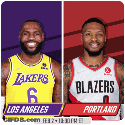 Lakers Vs Blazers In Portland Feb 2 GIF