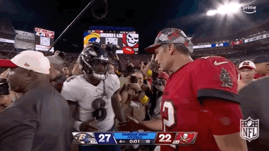 Lamar Jackson Tom Brady Chest Bump GIF