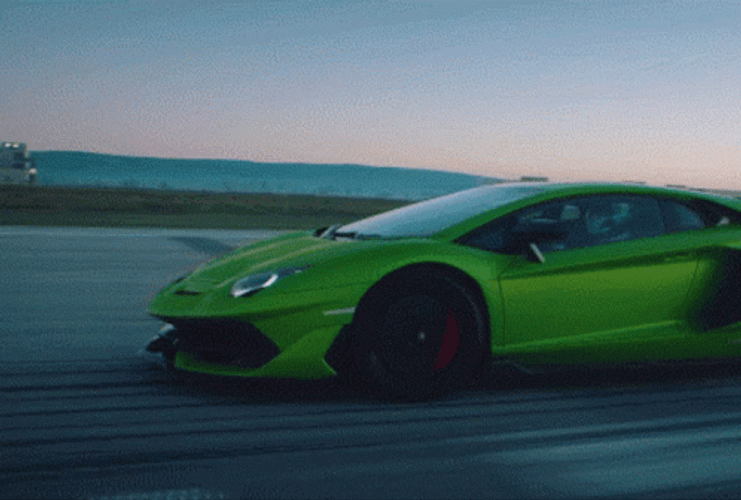 Lamborghini Aventador Neon Yellow Racing GIF