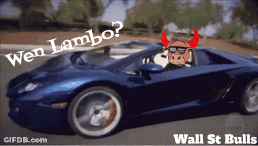 Lamborghini Bull Cartoon Riding Sports Car GIF