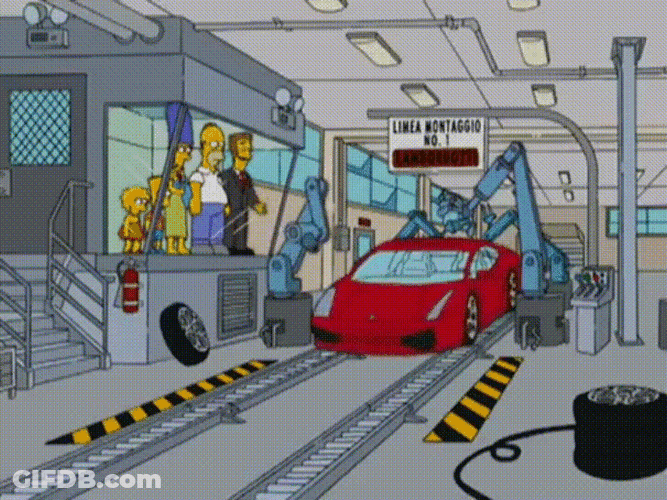 Lamborghini Red Car Cleaning The Simpsons GIF