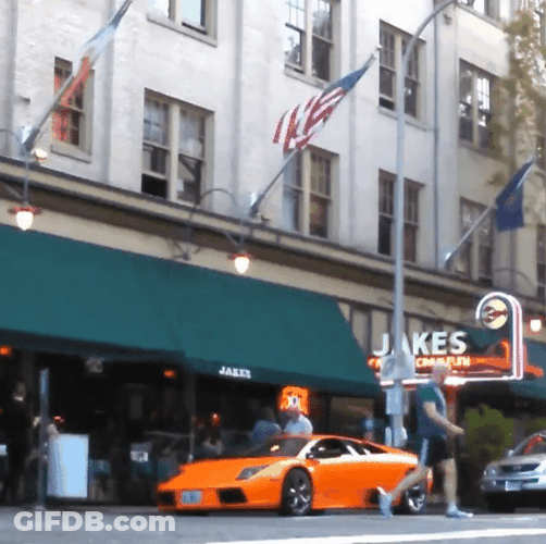 Lamborghini Sports Car Orange Parked GIF