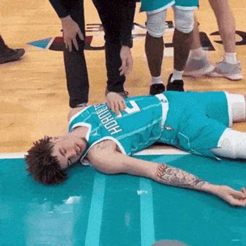 Lamelo Ball Laying On Court GIF